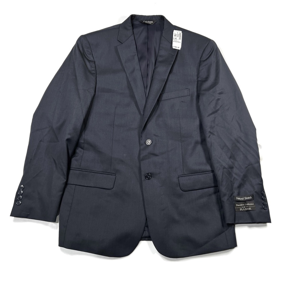 Jos A Bank Traveler Slim Fit‎ Suit Separate Navy Blue Blazer Jacket 41R New Wool